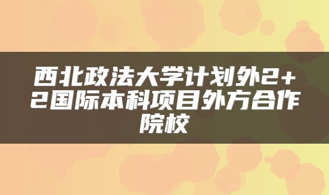 西北政法大学计划外2+2国际本科项目外方合作院校