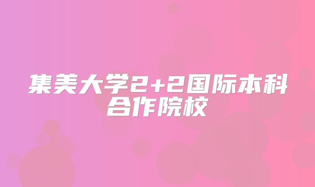 集美大学2+2国际本科合作院校