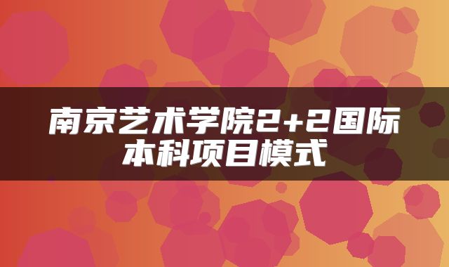 南京艺术学院2+2国际本科项目模式