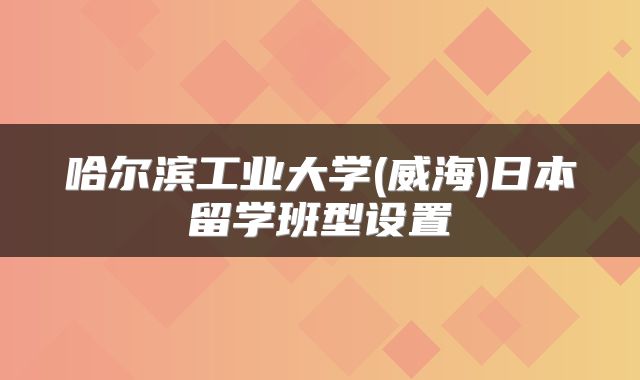 哈尔滨工业大学(威海)日本留学班型设置