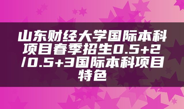 山东财经大学国际本科项目春季招生0.5+2/0.5+3国际本科项目特色
