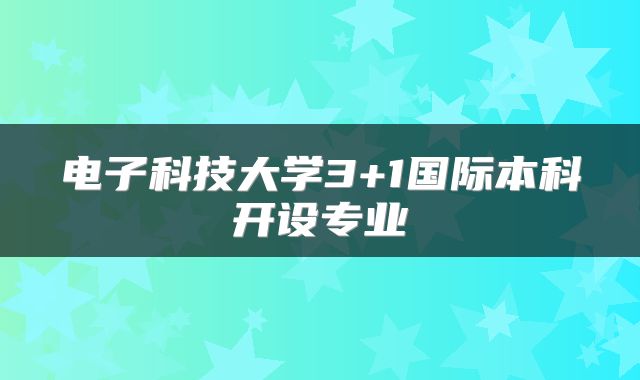 电子科技大学3+1国际本科开设专业