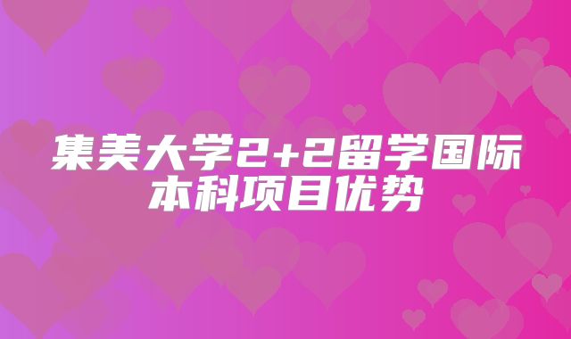 集美大学2+2留学国际本科项目优势