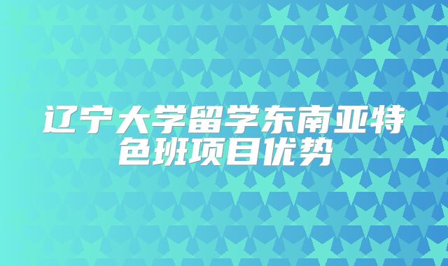辽宁大学留学东南亚特色班项目优势