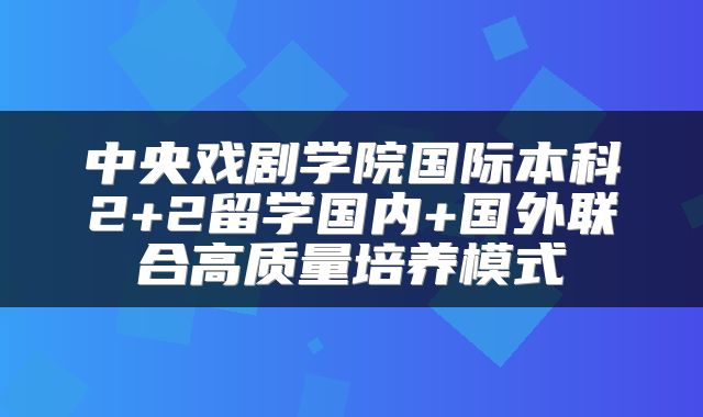 中央戏剧学院国际本科2+2留学国内+国外联合高质量培养模式