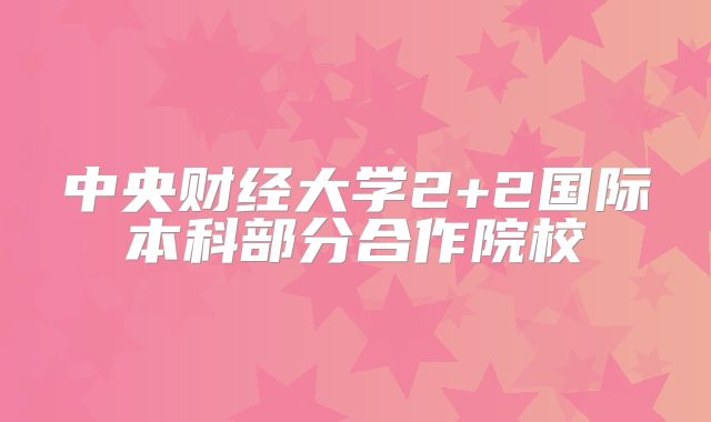 中央财经大学2+2国际本科部分合作院校