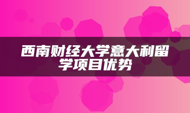 西南财经大学意大利留学项目优势