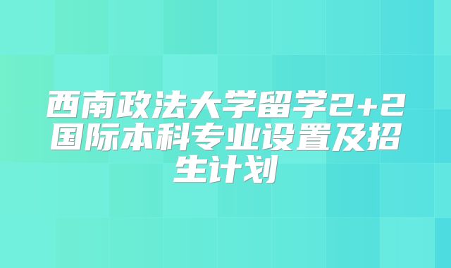 西南政法大学留学2+2国际本科专业设置及招生计划