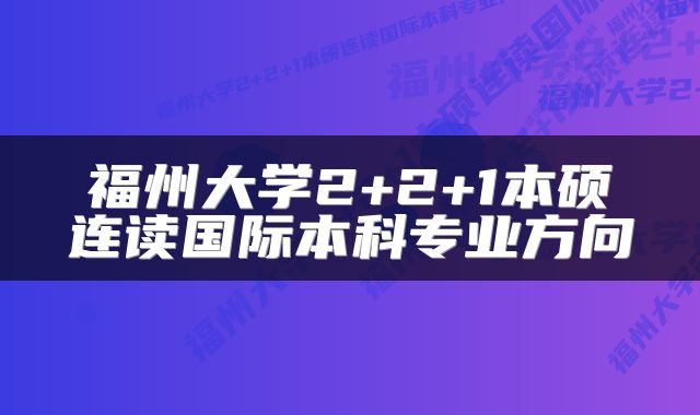 福州大学2+2+1本硕连读国际本科专业方向