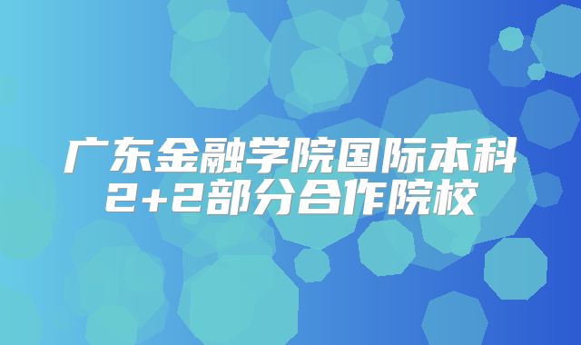 广东金融学院国际本科2+2部分合作院校