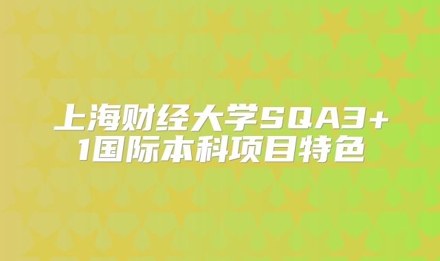 上海财经大学SQA3+1国际本科项目特色