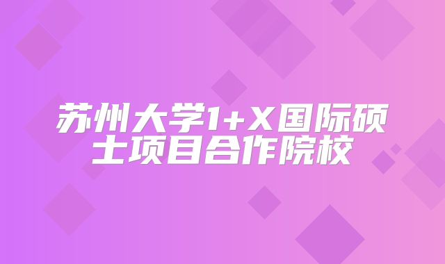 苏州大学1+X国际硕士项目合作院校