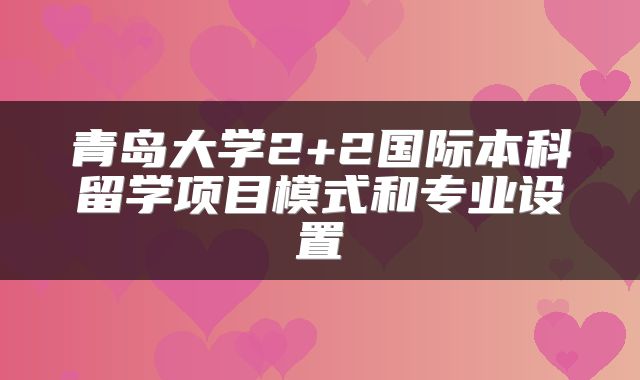 青岛大学2+2国际本科留学项目模式和专业设置