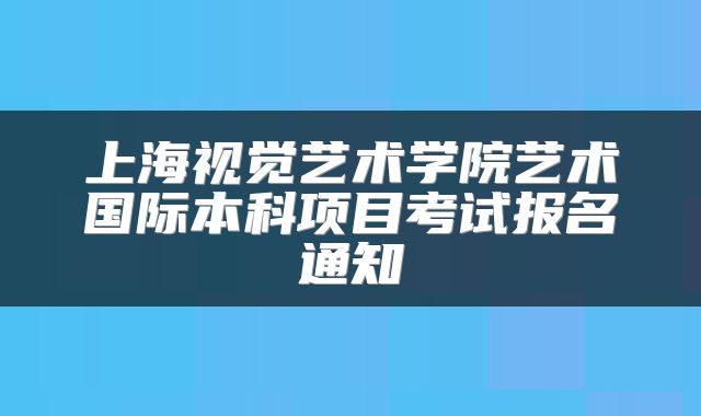 上海视觉艺术学院艺术国际本科项目考试报名通知