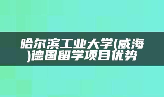 哈尔滨工业大学(威海)德国留学项目优势
