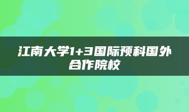 江南大学1+3国际预科国外合作院校