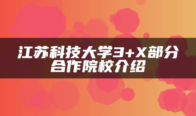 江苏科技大学3+X部分合作院校介绍
