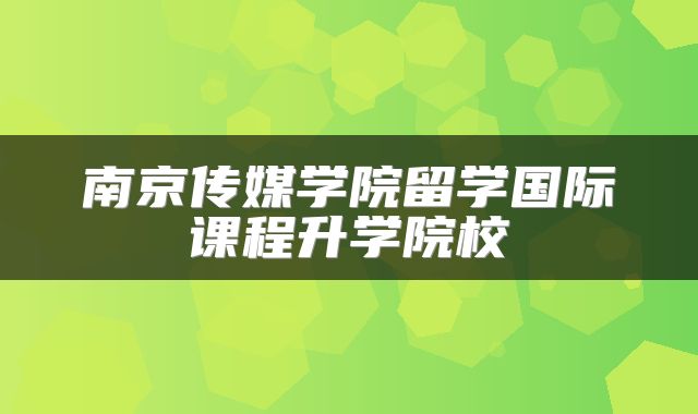 南京传媒学院留学国际课程升学院校