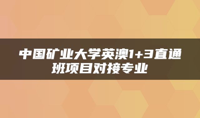 中国矿业大学英澳1+3直通班项目对接专业