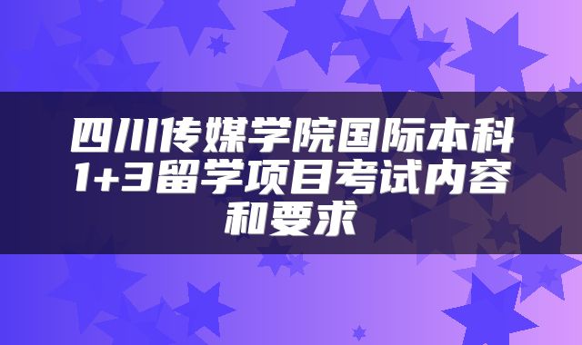 四川传媒学院国际本科1+3留学项目考试内容和要求