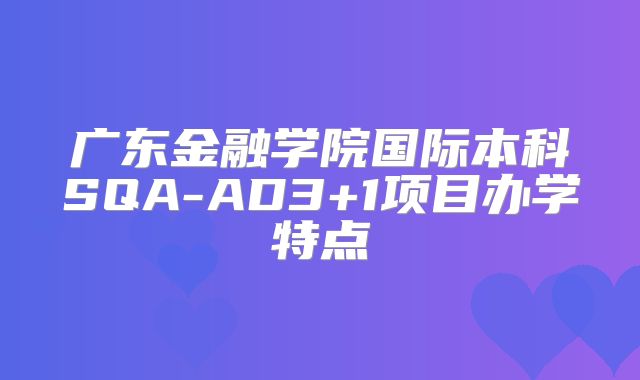 广东金融学院国际本科SQA-AD3+1项目办学特点