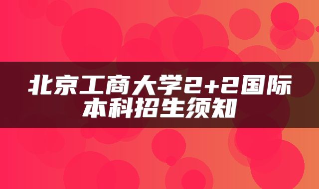 北京工商大学2+2国际本科招生须知