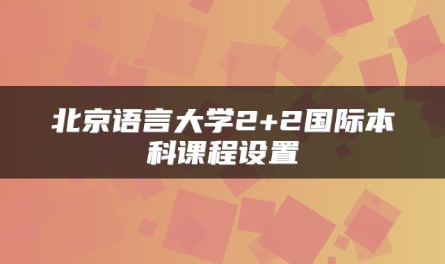 北京语言大学2+2国际本科课程设置