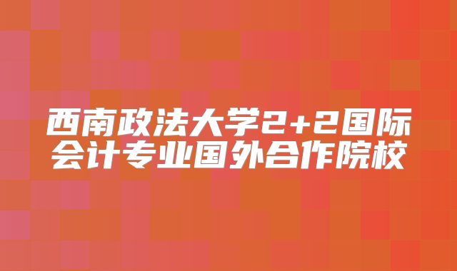 西南政法大学2+2国际会计专业国外合作院校