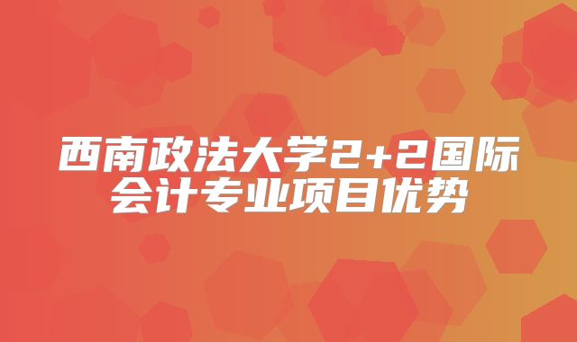 西南政法大学2+2国际会计专业项目优势