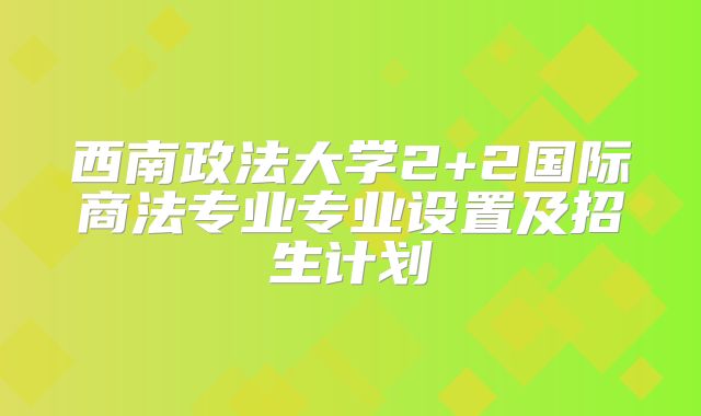 西南政法大学2+2国际商法专业专业设置及招生计划