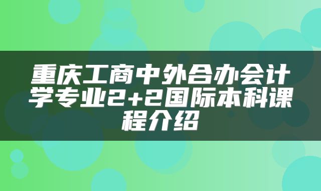 重庆工商中外合办会计学专业2+2国际本科课程介绍