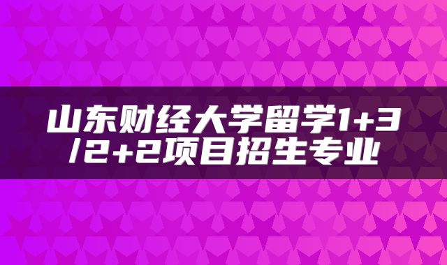 山东财经大学留学1+3/2+2项目招生专业