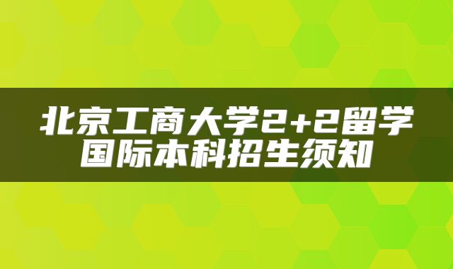 北京工商大学2+2留学国际本科招生须知