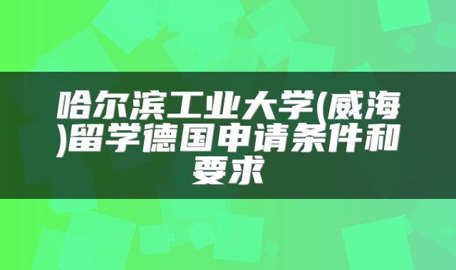 哈尔滨工业大学(威海)留学德国申请条件和要求