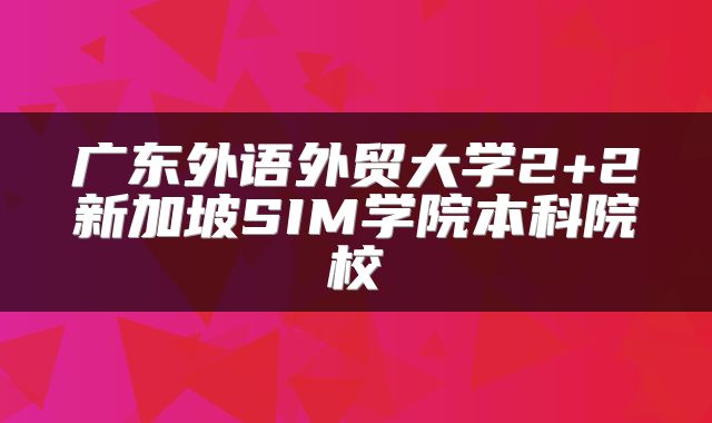广东外语外贸大学2+2新加坡SIM学院本科院校