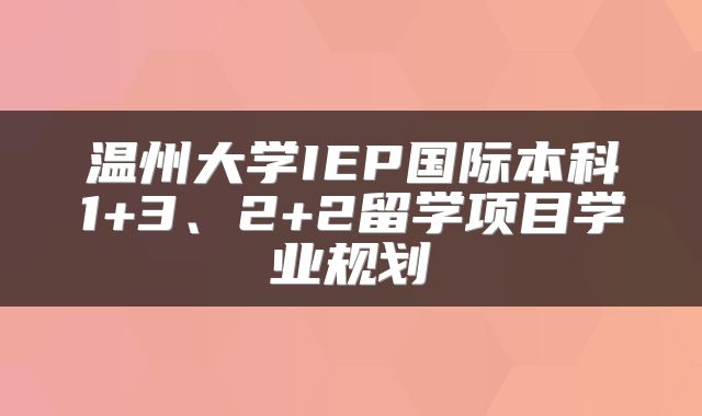 温州大学IEP国际本科1+3、2+2留学项目学业规划