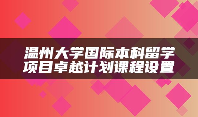 温州大学国际本科留学项目卓越计划课程设置