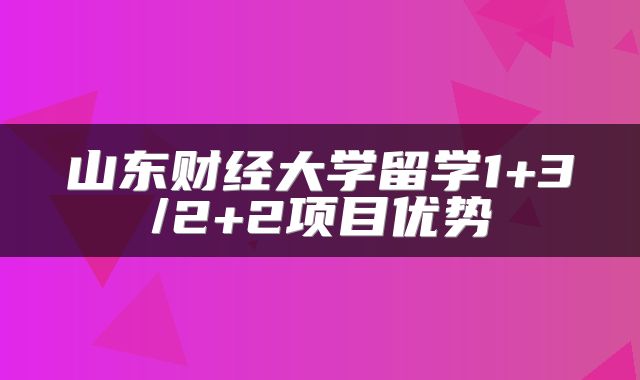 山东财经大学留学1+3/2+2项目优势