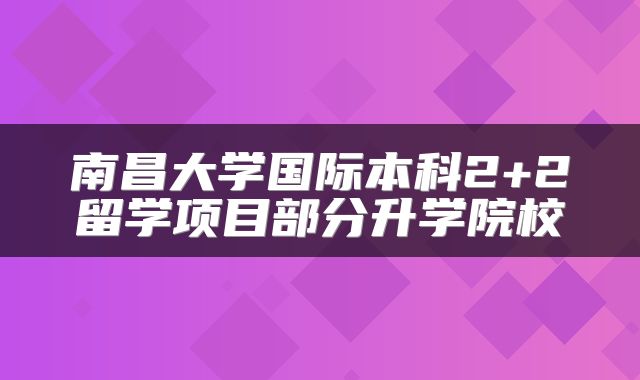 南昌大学国际本科2+2留学项目部分升学院校