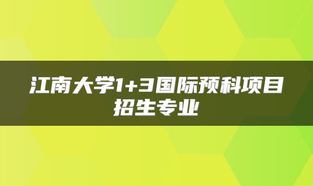 江南大学1+3国际预科项目招生专业