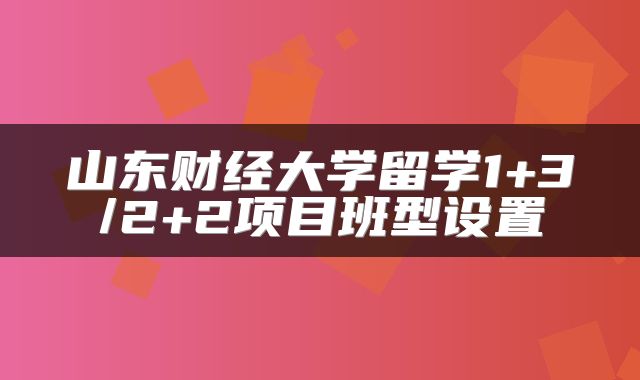 山东财经大学留学1+3/2+2项目班型设置