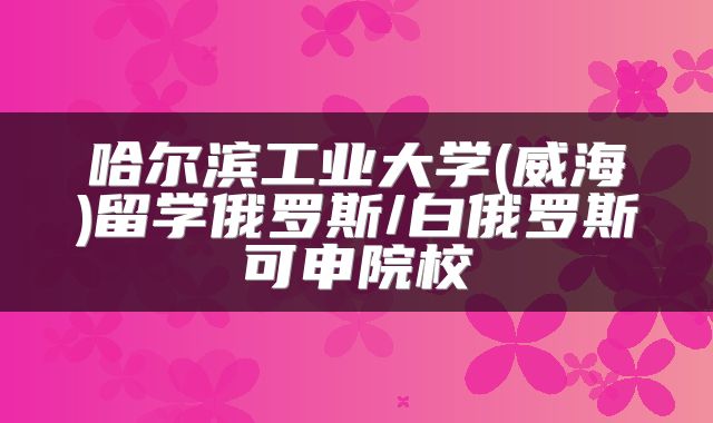 哈尔滨工业大学(威海)留学俄罗斯/白俄罗斯可申院校