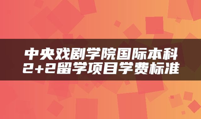 中央戏剧学院国际本科2+2留学项目学费标准