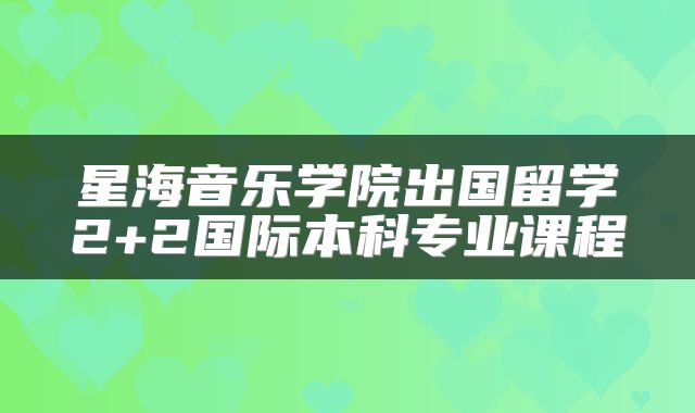 星海音乐学院出国留学2+2国际本科专业课程
