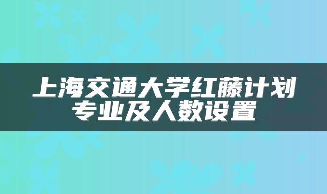 上海交通大学红藤计划专业及人数设置