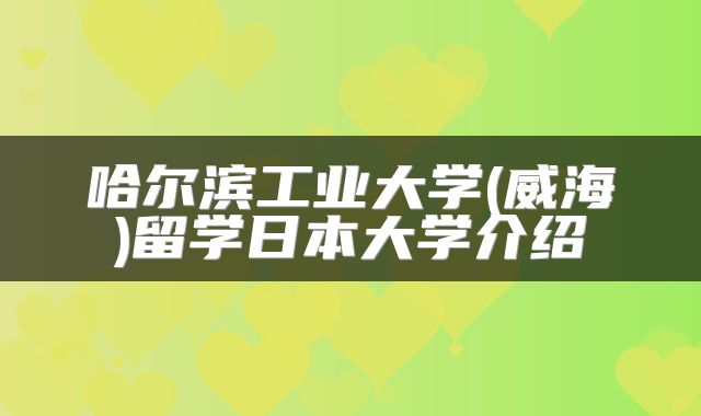 哈尔滨工业大学(威海)留学日本大学介绍