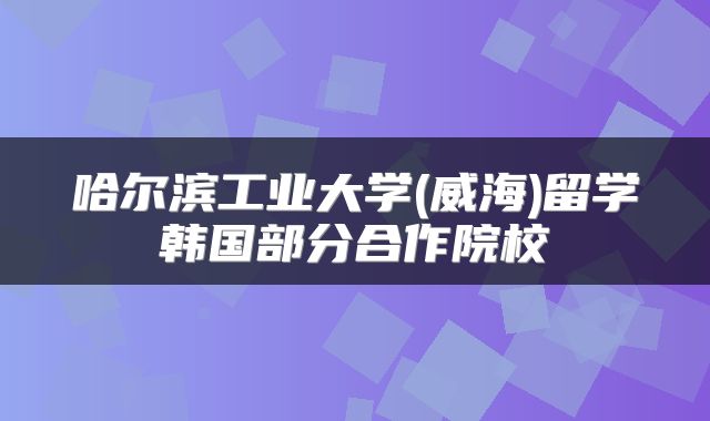哈尔滨工业大学(威海)留学韩国部分合作院校