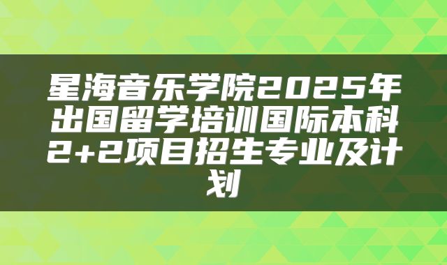 星海音乐学院2025年出国留学培训国际本科2+2项目招生专业及计划
