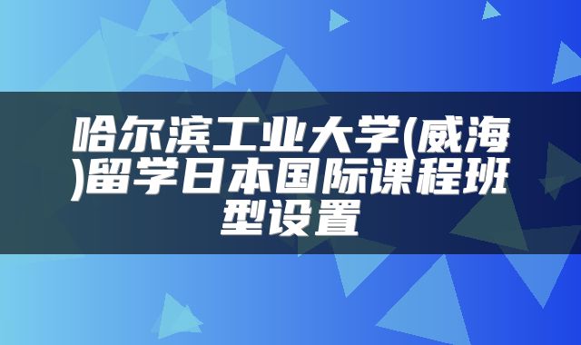 哈尔滨工业大学(威海)留学日本国际课程班型设置