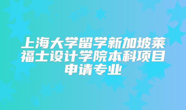 上海大学留学新加坡莱福士设计学院本科项目申请专业
